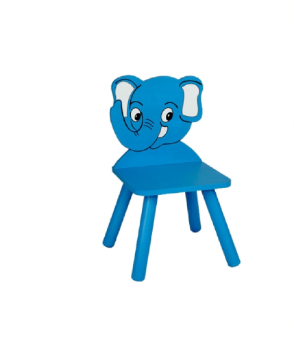 Blue Elephant Wooden Chair