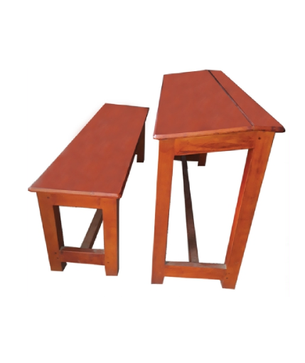 Wooden Mahogany Desk & Bench