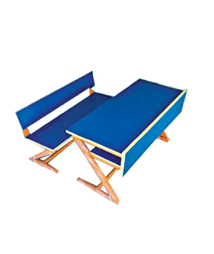 Blue Two-Seater School Desk & Bench