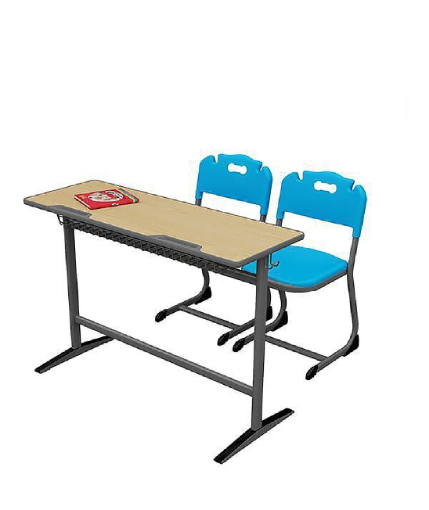 Captain Series 2-Seater Blue Chair & Desk Set