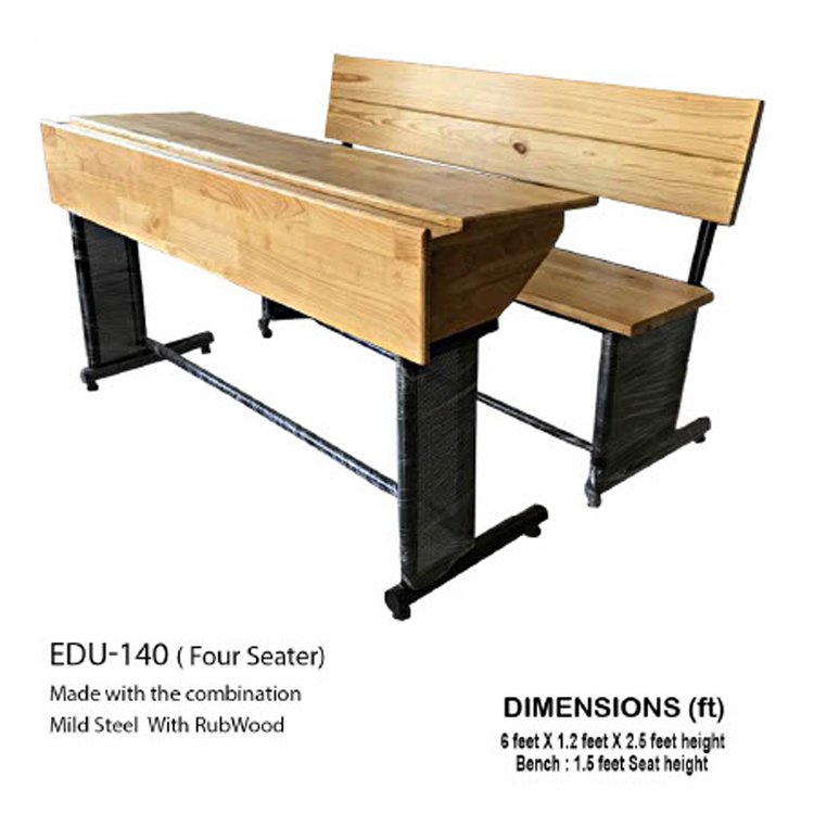 Four-Seater RubWood Study Station (EDU-140)