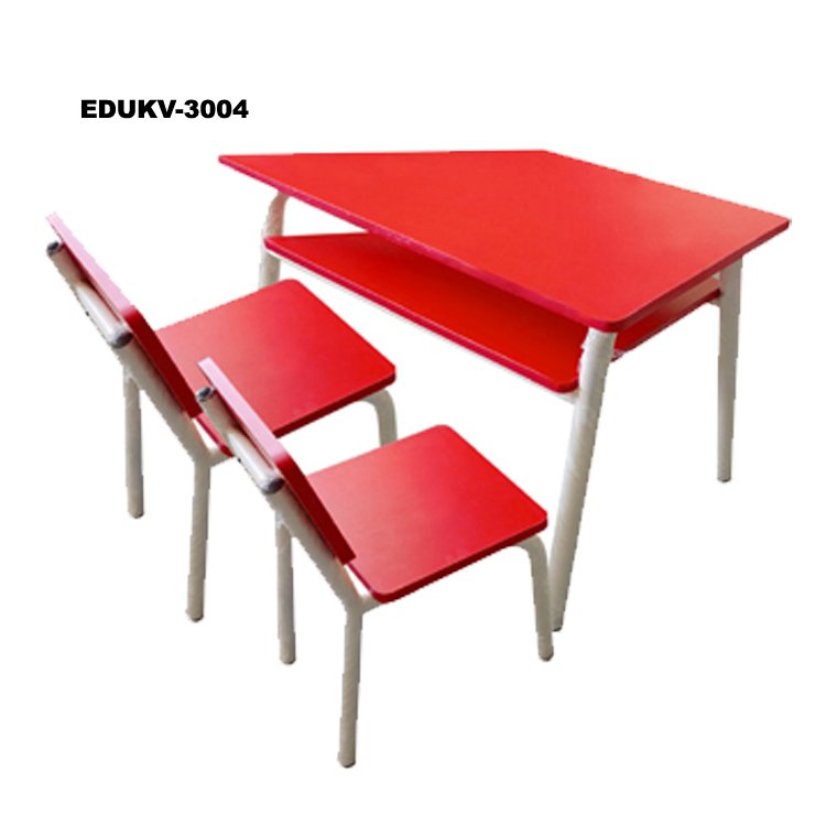 Trapezoidal Dual-Student Classroom Desk and Chair Set