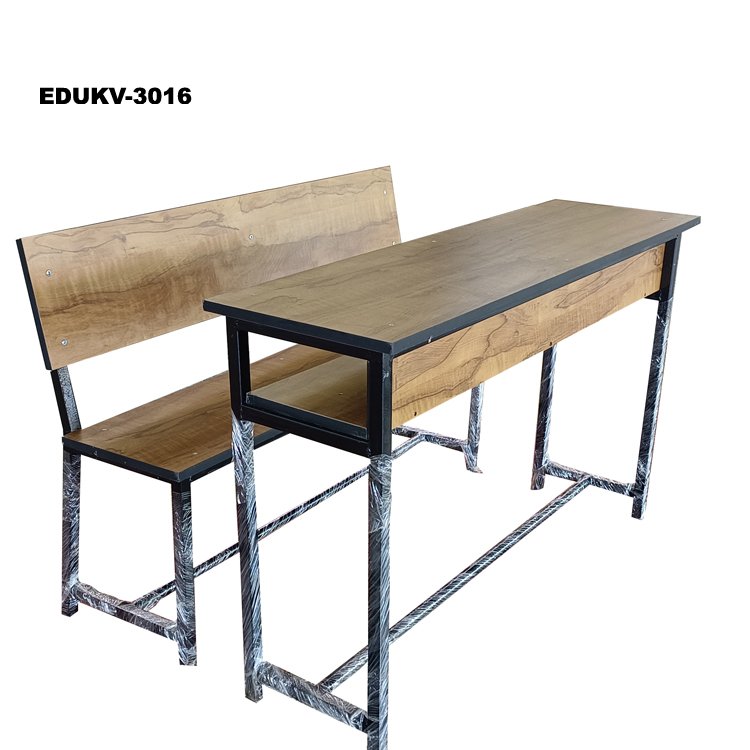 Heavy-Duty Multi-Seater Classroom Desk & Bench Set – Natural Walnut Finish