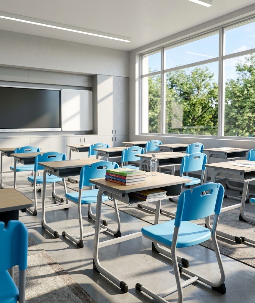 Affordable school furniture manufacturer in Kerala – Edukraftz desks, chairs, and modular classroom solutions