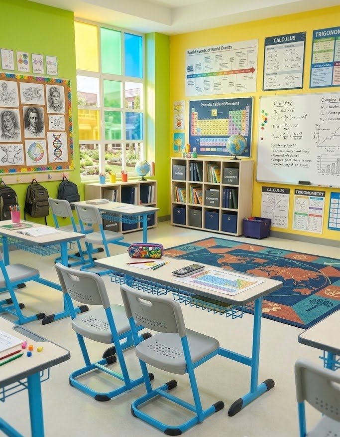 Premium school and college classroom furniture manufactured by Edukraftz for educational institutions across Kerala and Kanyakumari.